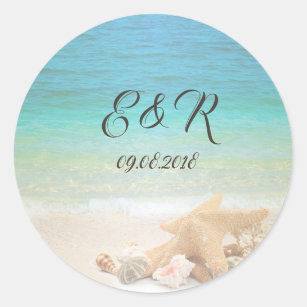 Beach  Wedding Seashells Classic Round Sticker