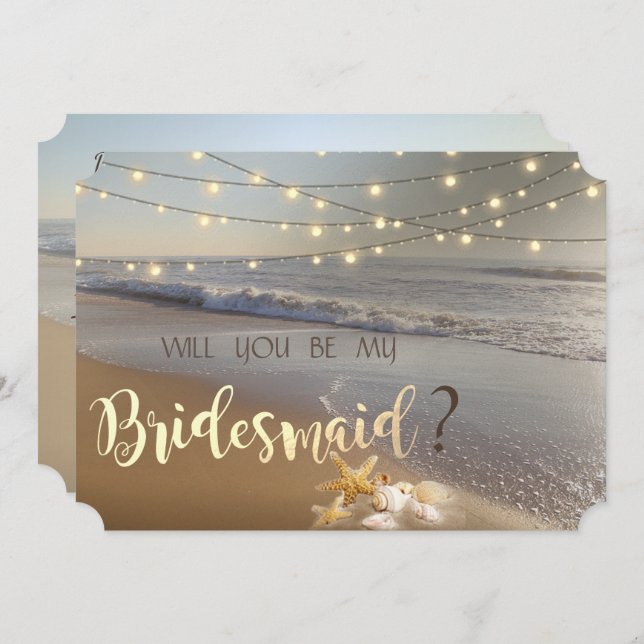 Beach Wedding Seashells Lights  Bridesmaid Card (Front/Back)