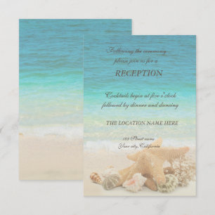 Beach Wedding Seashells Reception Invitation