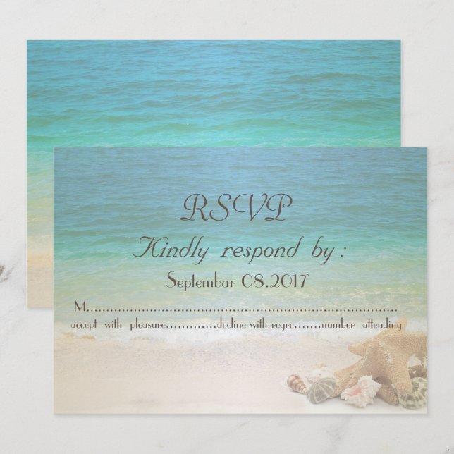 Beach Wedding Seashells  RSVP Invitation (Front/Back)