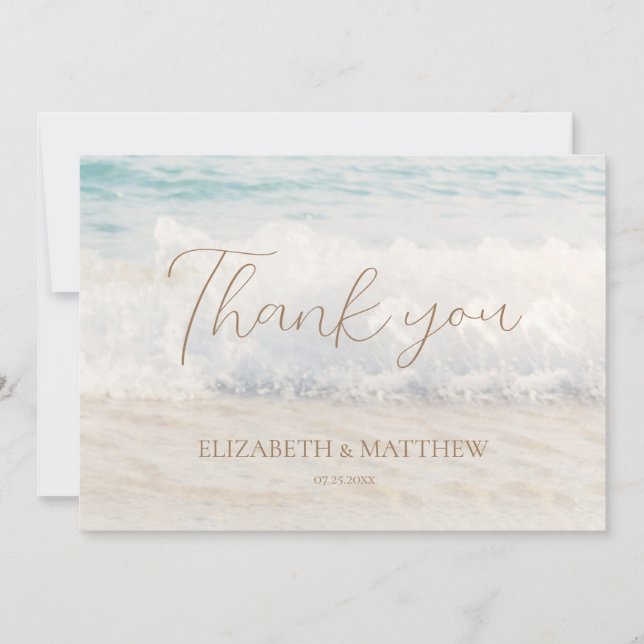 Beach Wedding Seaside/Oceanside Thank You Card (Front)