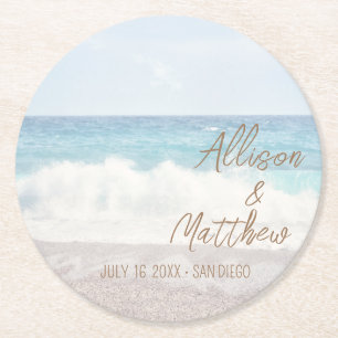 Beach Wedding Seaside Wedding Round Paper Coaster