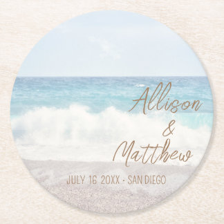 Beach Wedding | Seaside Wedding Round Paper Coaster