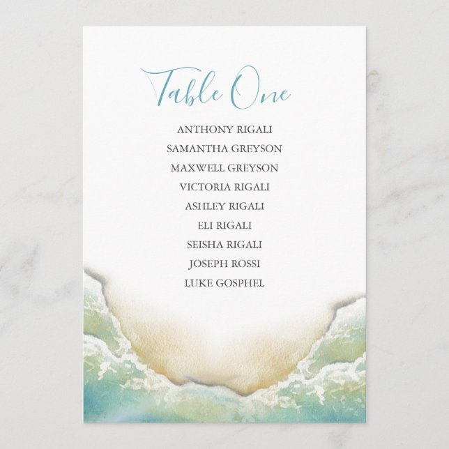 Beach Wedding Seating Chart Table Plan Invitation (Front)