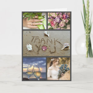 Beach Wedding Shells Heart Thank you Holiday Card
