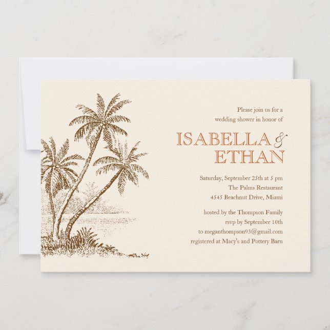Beach Wedding Shower Invitations (Front)