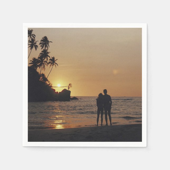 Beach Wedding Silhouette Photo Napkin (Front)