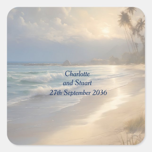 Beach Wedding  Square Sticker (Front)