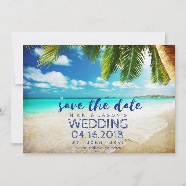 Beach Wedding St. John, USVI Save the Date (Front)