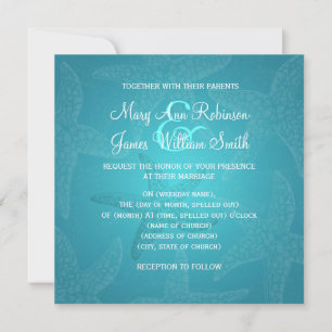 Beach Wedding Starfish Blue Invitation