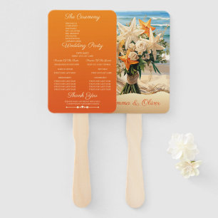 Beach Wedding Starfish Bouquet Program Hand Fan