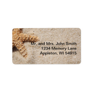 Beach Wedding Starfish in Sand Label