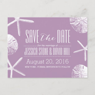 Beach Wedding Starfish & Sand Dollar Save the Date Announcement Postcard