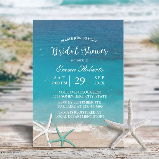 Beach Wedding Starfish Summer Bridal Shower Invitation (Creator Uploaded)