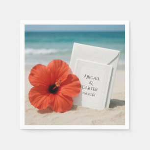 Beach Wedding Stationery With Hibiscus Flower Napkin