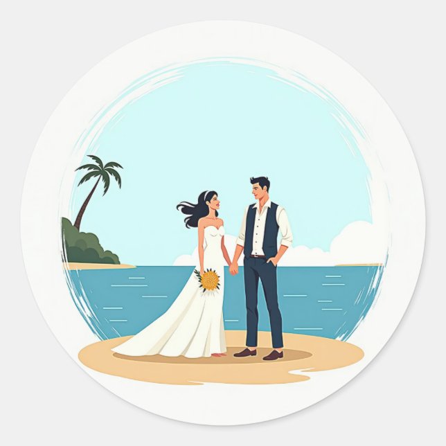 Beach Wedding Sticker (Front)
