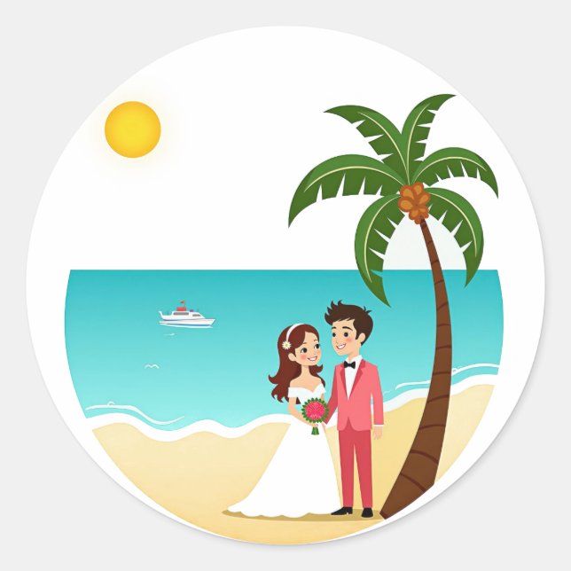 Beach Wedding Sticker (Front)