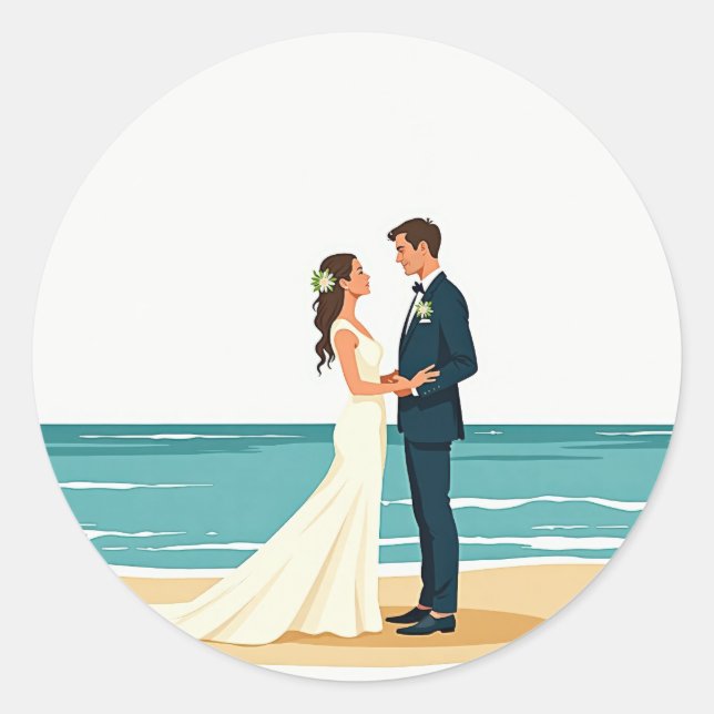 Beach Wedding Sticker (Front)