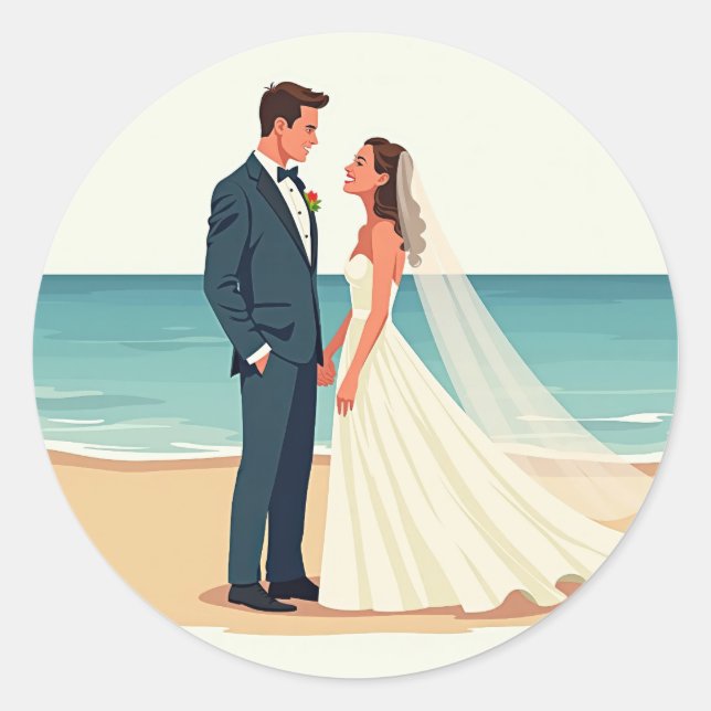 Beach Wedding Stickers (Front)