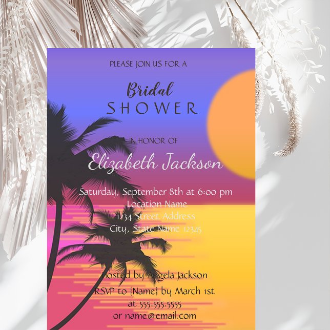 Beach Wedding Sunset Bridal Shower Invitation (Creator Uploaded)