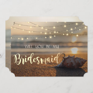 Beach Wedding Sunset  Seashell  Bridesmaid Card