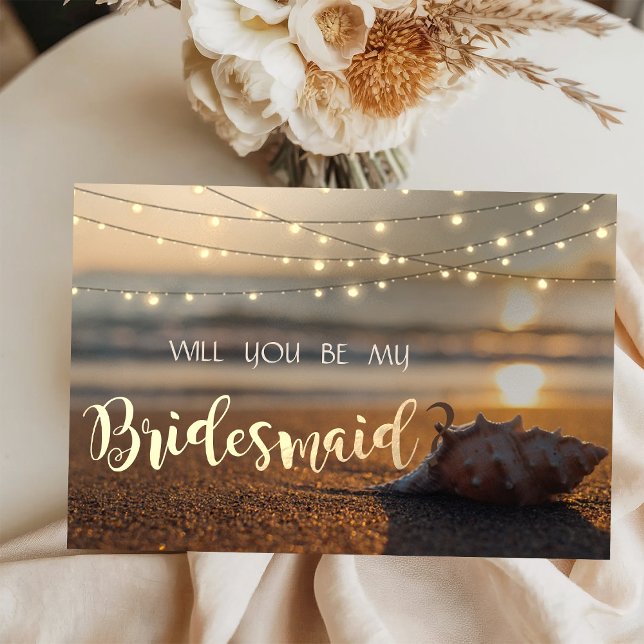 Beach Wedding Sunset  Seashell  Bridesmaid Card (Creator Uploaded)
