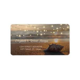 Beach Wedding Sunset Seashell Label