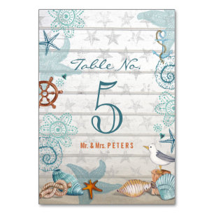 Beach Wedding   Table name settings   Tablecard Table Number