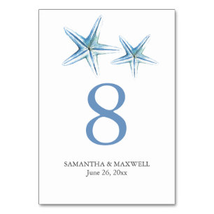 Beach Wedding Table Number Cards Starfish
