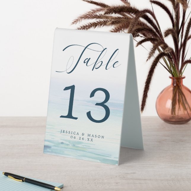 Beach Wedding Table Numbers Table Table Tent Sign (In SItu (Table))