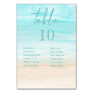 Beach Wedding Table Numbers With Guest Names