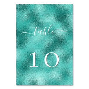 Beach wedding teal sea green table number