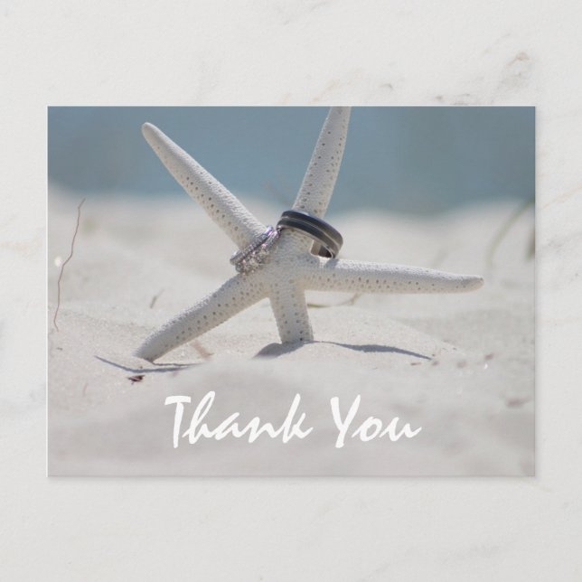 Beach Wedding Thank You note with photo Postcard (Front)