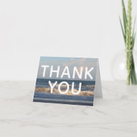 Beach Wedding Thank You w/ Ocean Waves Photo