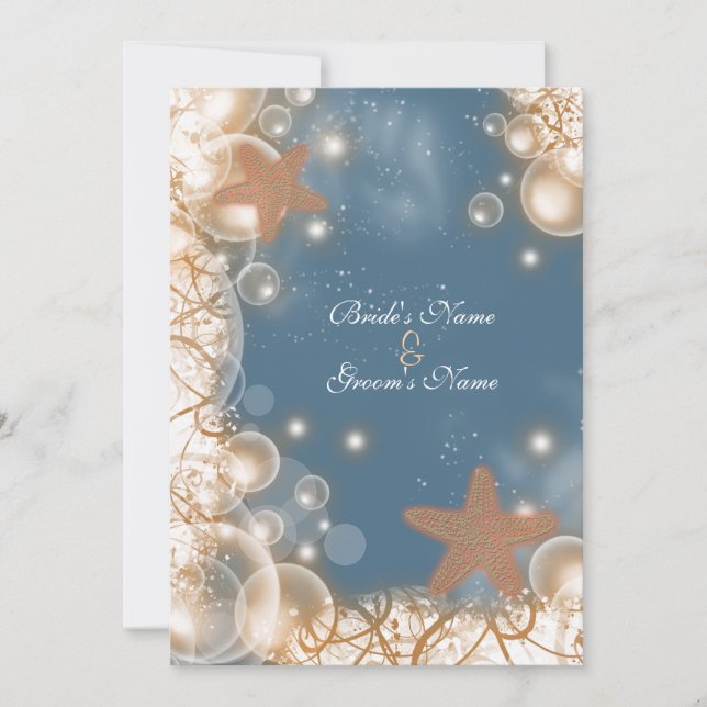 Beach wedding theme ~ elegant party custom invitation (Front)