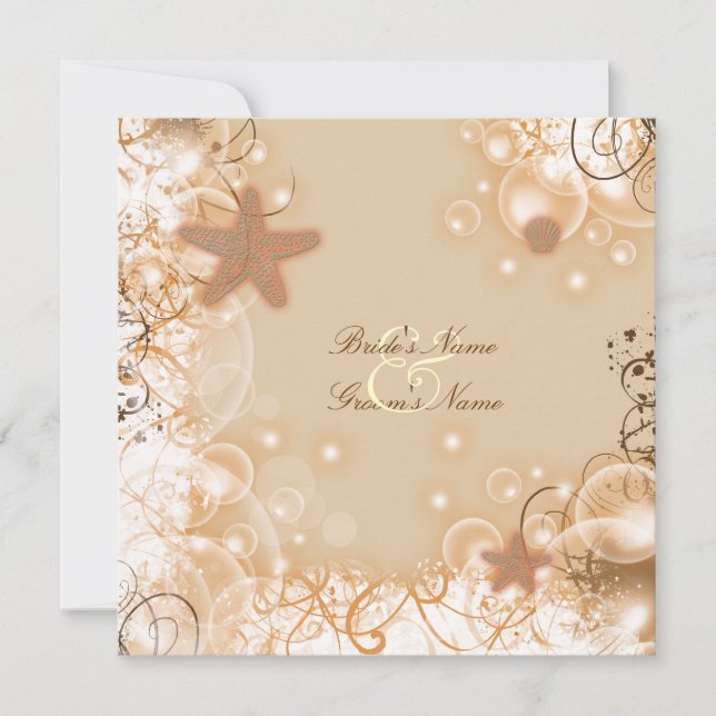 Beach wedding theme elegant party custom invitation (Front)