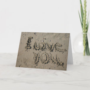Beach Wedding Theme I Love You Written In Sand Card