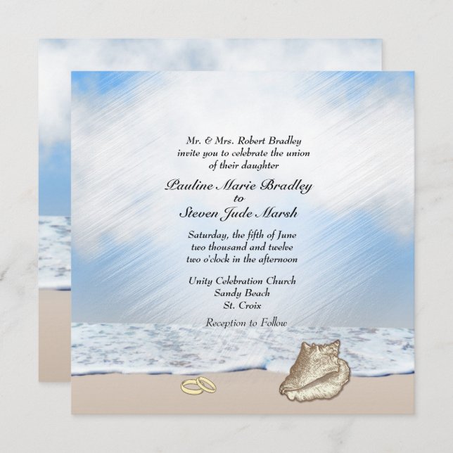 Beach Wedding Theme Invitation (Front/Back)