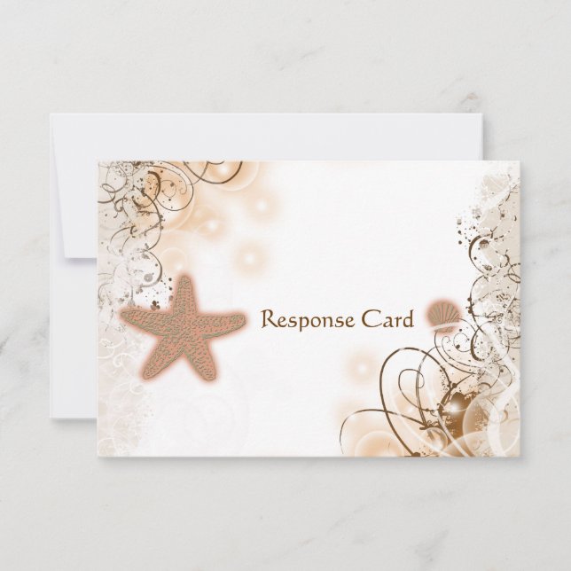 Beach wedding theme ~ response rsvp card (Front)