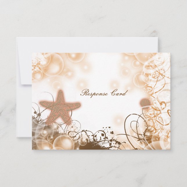 Beach wedding theme ~ response rsvp card (Front)