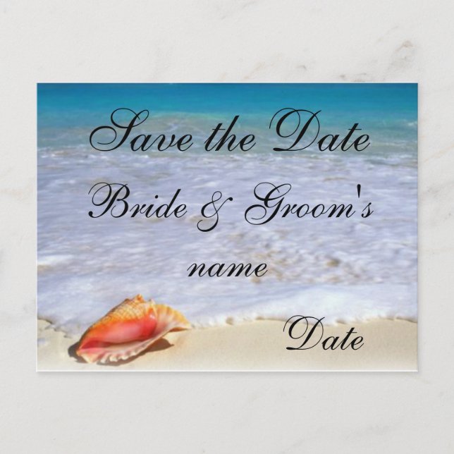 Beach Wedding Theme Save the Date Postcards (Front)