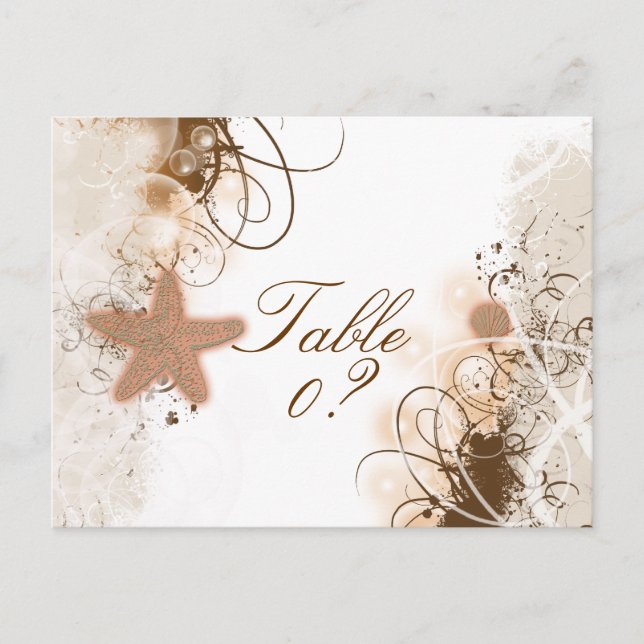 Beach wedding theme ~ table number card (Front)