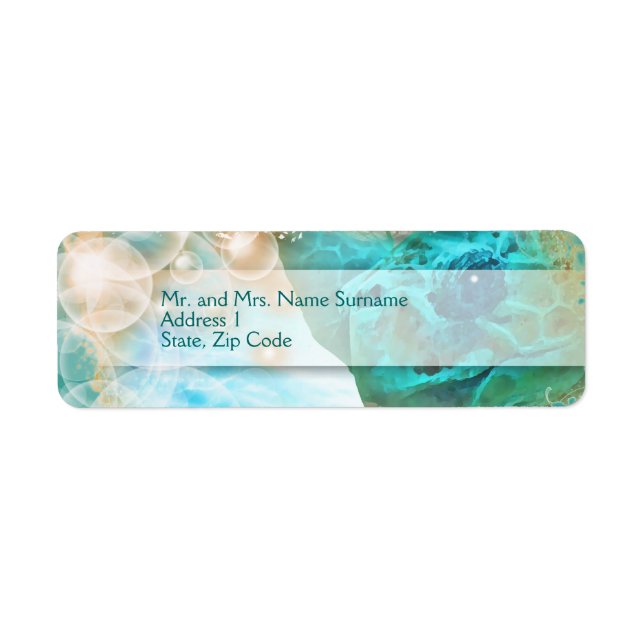 Beach wedding theme turtle blue address return address label (Front)