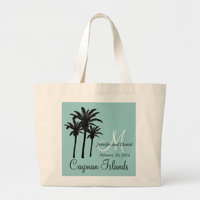 Beach Wedding Tote Bags Caribbean Palm Trees (Front)