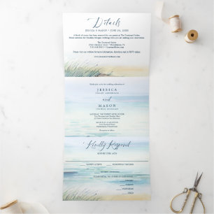 Beach Wedding Tri-Fold Invitations RSVP