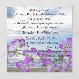 Beach Wedding Tropical Orchids Invitation