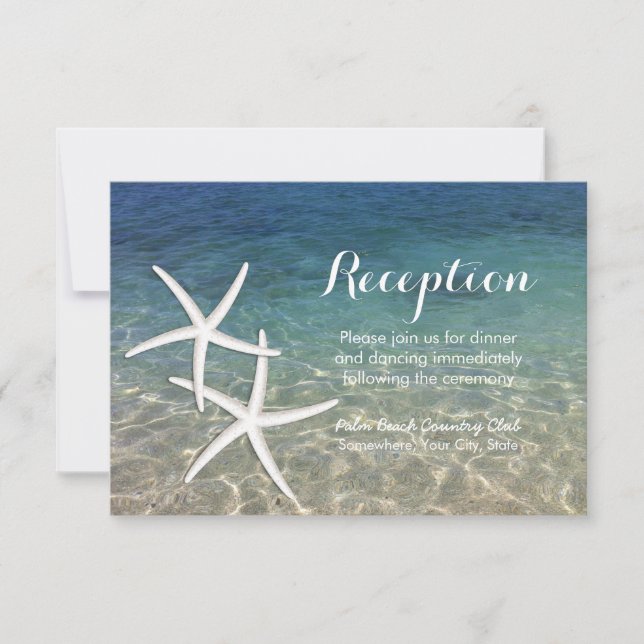 Beach Wedding Tropical Starfish Reception Invitation (Front)