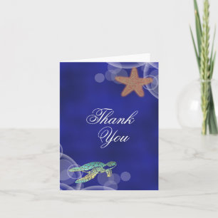 Beach wedding turtle "thank you" thank you card