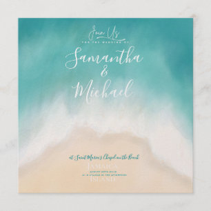 Beach wedding watercolor island Invitation
