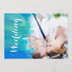 Beach Wedding Watercolor Modern Photo Invitation